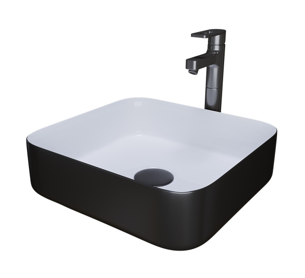 Раковина накладная (38,5х38,5) Grossman Color GR-4042BW, черный